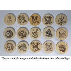 Golden Retriever wooden coaster finished in Beeswax