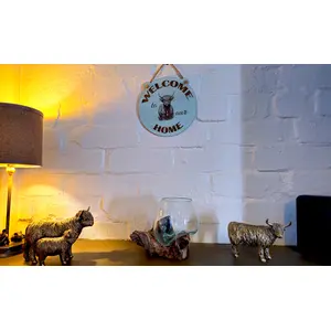 Welcome To Our Home Highland Cow Wall Mounted Plaque Decorative Guest Sign