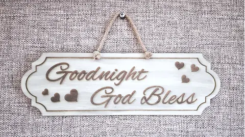 Goodnight God Bless Decorative Hand Painted Sign | Plaque with Hearts
