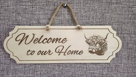 Highland Cow Welcome to our Home Decorative Sign | Plaque