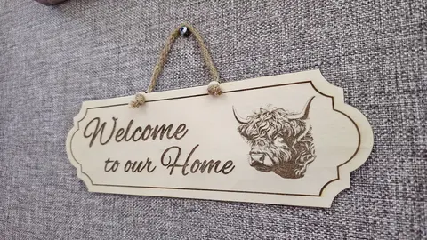 Highland Cow Welcome to our Home Decorative Sign | Plaque