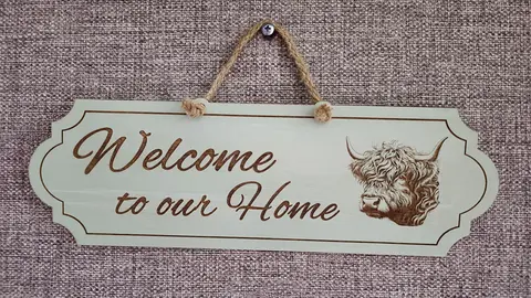 Highland Cow Welcome to our Home Decorative Sign | Plaque
