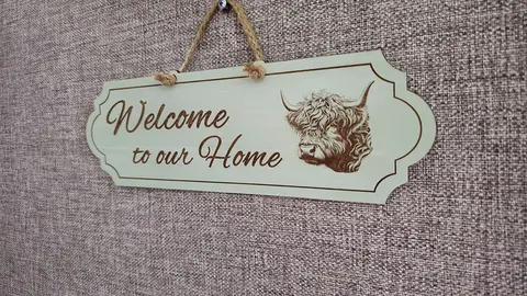 Highland Cow Welcome to our Home Decorative Sign | Plaque