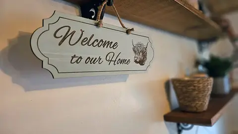 Highland Cow Welcome to our Home Decorative Sign | Plaque