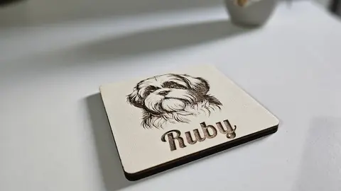 Shih Tzu Decorative Square Wooden Coaster