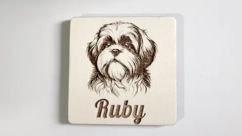Shih Tzu Decorative Square Wooden Coaster