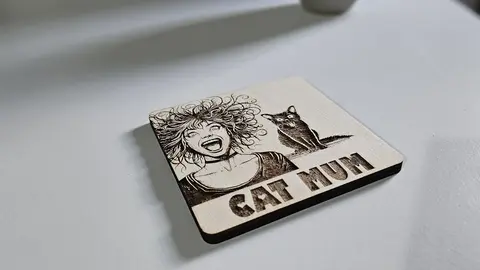 Crazy Cat Mum Decorative Wooden Coaster