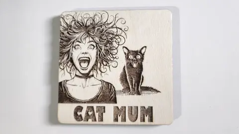 Crazy Cat Mum Decorative Wooden Coaster