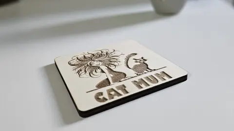 Cat Mum Decorative Wooden Coaster