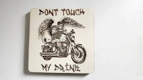 DONT Touch My Drink Wooden Coaster With Biker Theme | Personalise Option