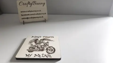 DONT Touch My Drink Wooden Coaster With Biker Theme | Personalise Option