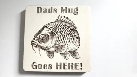 Dads Mug Goes HERE Wooden Coaster | Carp Fishing Theme