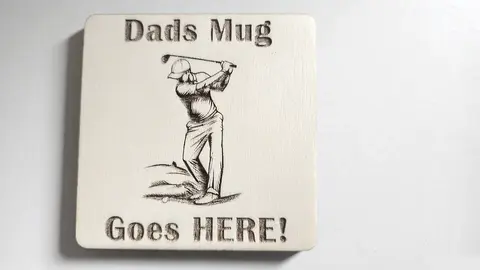Dads Mug Goes HERE Wooden Coaster with Golf Theme