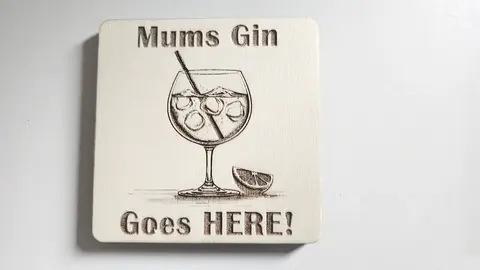 Mums Gin Goes Here Wooden Coaster | Personalise Option Available