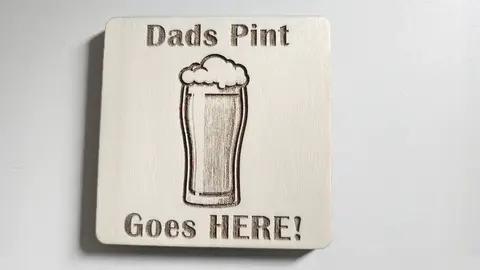 Dads Pint Goes HERE Decorative Wooden Coaster | Personalise Options