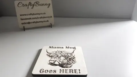 Highland Cow Themed Wooden Coaster | Mums Mug Goes Here