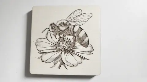 Bee Decorative Wooden Coaster | Flower | Nature