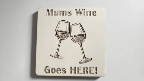 Mums Wine Goes HERE Decorative Wooden Coaster | Personalised