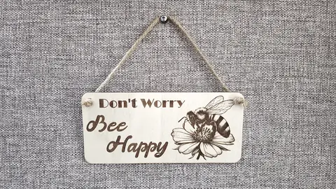 Dont Worry Bee Happy Inspirational Decorative Sign | Plaque