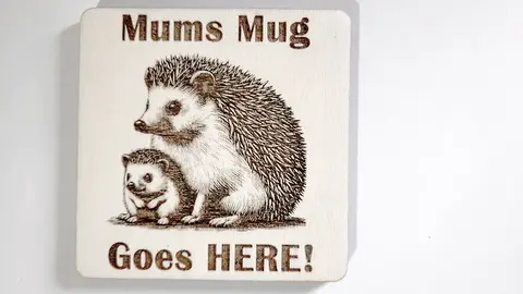 Mums Mug Coaster With Hedgehog Decorative Wooden Coaster | Personalise Options