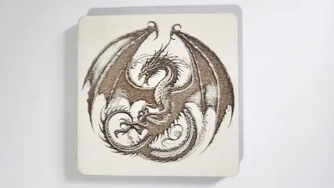 Set of 4 Dragon Wooden Coasters | Decorative High Detail Engravings