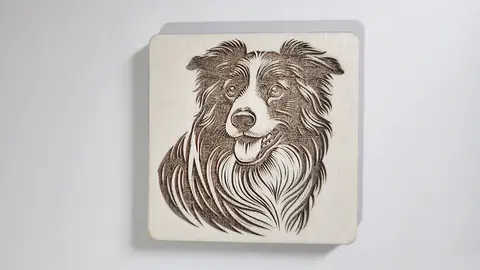 Border Collie Decorative Wooden Coaster | Personalise Options
