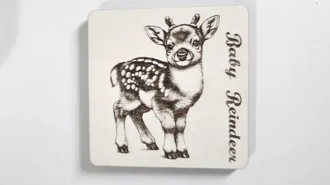 Baby Reindeer Decorative Wooden Coaster | Personalise Options
