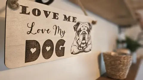 LOVE Me Love My DOGS | English Bulldog | Decorative Wooden Sign | Plaque
