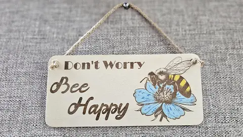 Dont Worry Bee Happy Inspirational Decorative Sign | Plaque