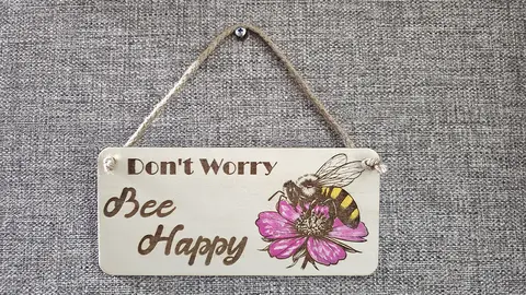 Dont Worry Bee Happy Inspirational Decorative Sign | Plaque