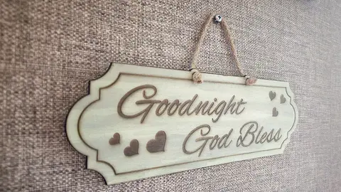 Goodnight God Bless Decorative Hand Painted Sign | Plaque with Hearts