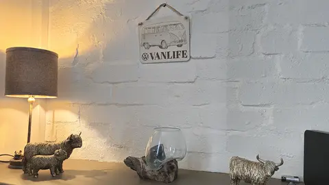 Vanlife Decorative Sign | Plaque with VW Logo and a Classic Camper Van Image