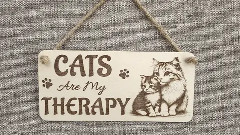 Cat and Kitten Decorative Sign | Plaque | Cats Are My Therapy Funny Quote