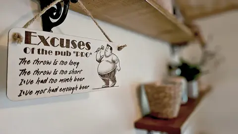 Excuses of a Dart Pro Pub Player Hanging Wall Plaque Funny Humorous Sign