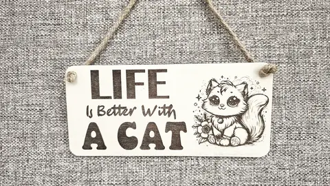 LIFE Is Better With A CAT | Cute Cat Decorative Sign | Wooden Plaque