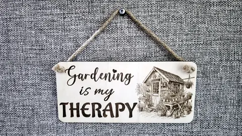 Gardening Decorative Sign | Plaque | Gardening is my Therapy With Potting Shed and Potting Table