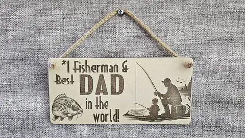 Best Dad in the World with Child Fishing Decorative Sign