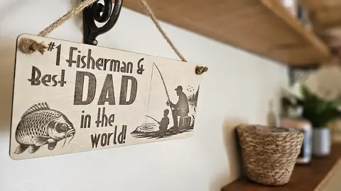 Best Dad in the World with Child Fishing Decorative Sign