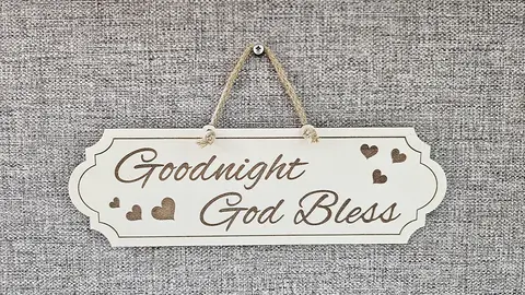 Goodnight God Bless Decorative Hand Painted Sign | Plaque with Hearts
