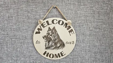 Welcome to our Home Alsatian - German Shepherd Decorative Sign