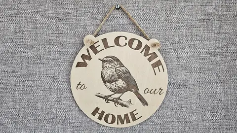Welcome To Our Home Robin Redbreast Bird Hanging Wall Plaque / Sign