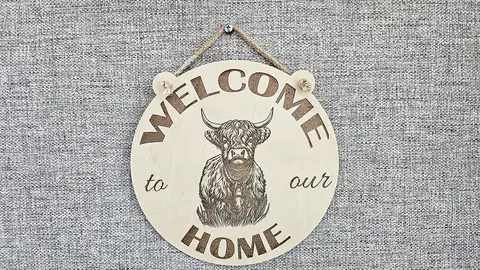 Welcome To Our Home Highland Cow Wall Mounted Plaque Decorative Guest Sign