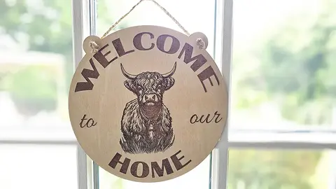 Welcome To Our Home Highland Cow Wall Mounted Plaque Decorative Guest Sign