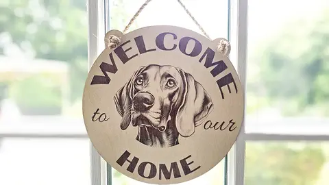 Welcome To Our Home Weimaraner Hanging Wall Door Porch Plaque / Sign