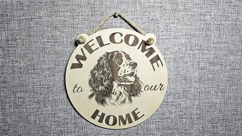 Welcome To Our Home Cocker Spaniel Hanging Wall Door Porch Plaque / Sign