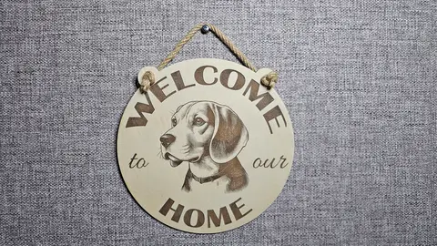 Welcome To Our Home Beagle Hanging Wall Door Porch Plaque / Sign