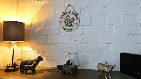 Welcome To Our Home Yorkie Hanging Wall Door Porch Plaque / Sign