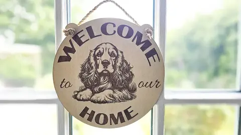 Welcome To Our Home Spaniel Hanging Wall Door Porch Plaque / Sign