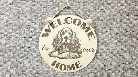 Welcome To Our Home Spaniel Hanging Wall Door Porch Plaque / Sign