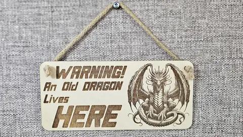 Warning An Old DRAGON Lives Here Decorative Sign | Plaque | Hanging | Desk Mount